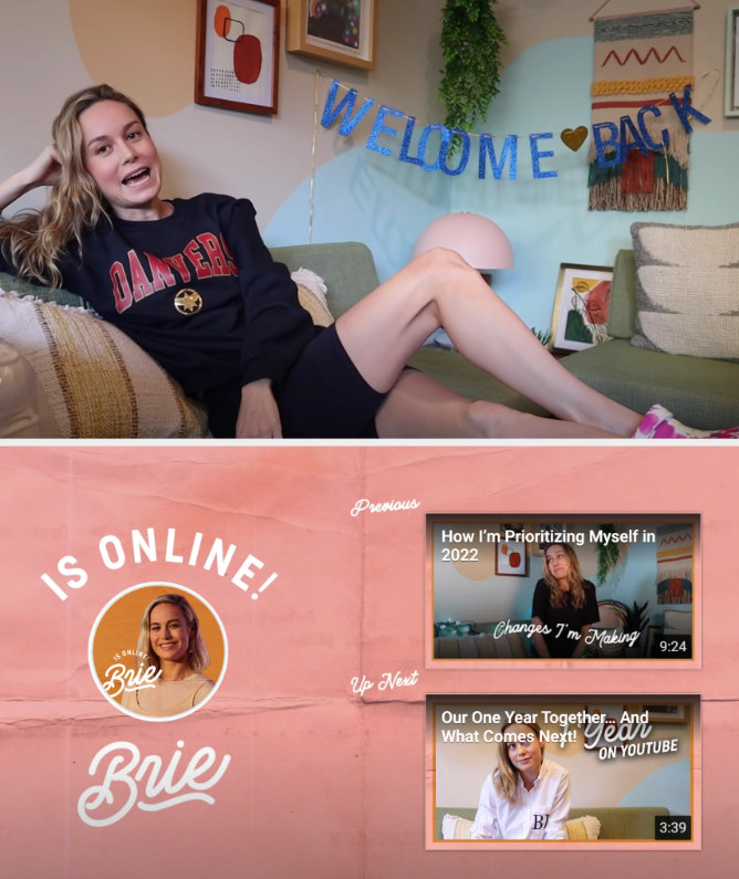 Brie Larson on her YouTube channel "Brie is online"