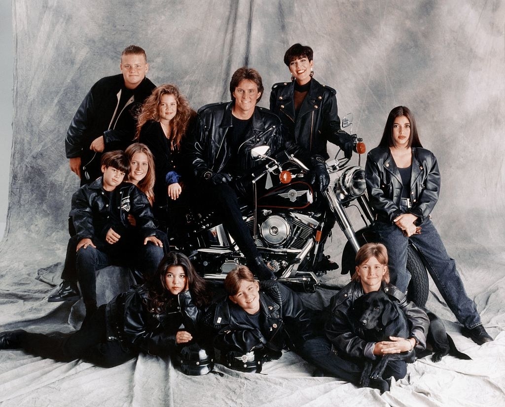 Jenner and Kardashian families featured in the TV show &#x27;Keeping Up With The Kardashians&#x27; pose for a family portrait in 1993 in Los Angeles, California