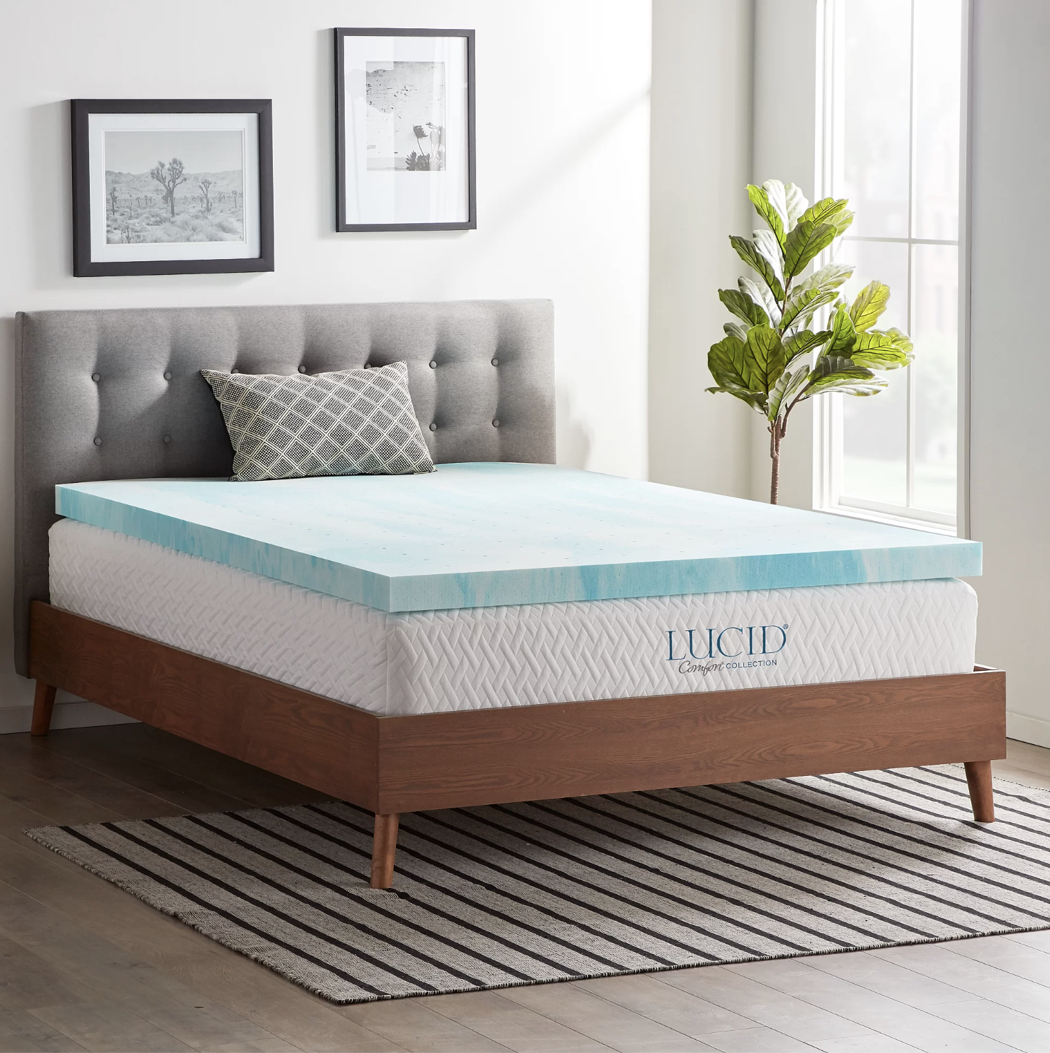 The mattress topper on a bed in a bedroom