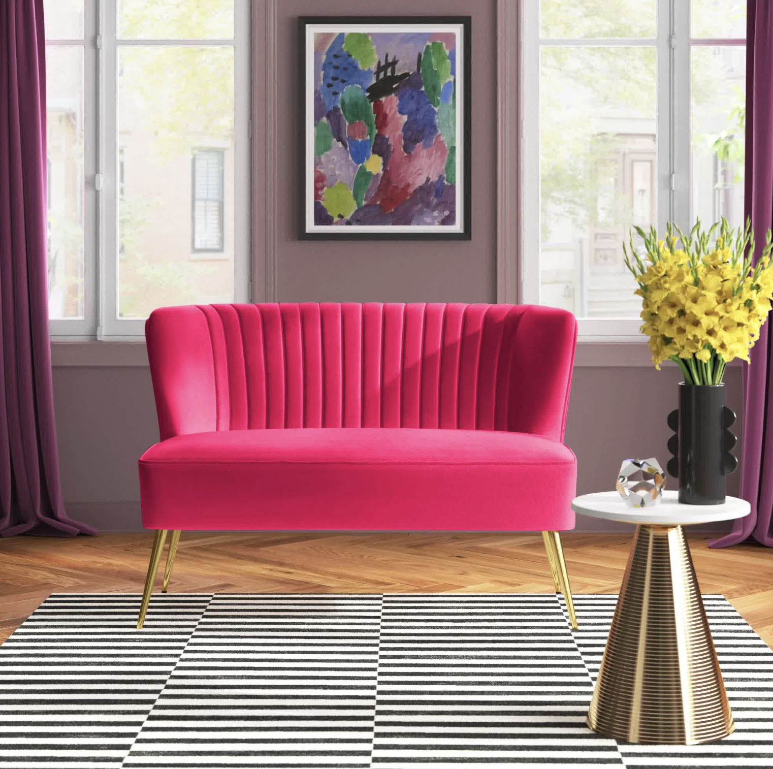 The loveseat in a modern living room