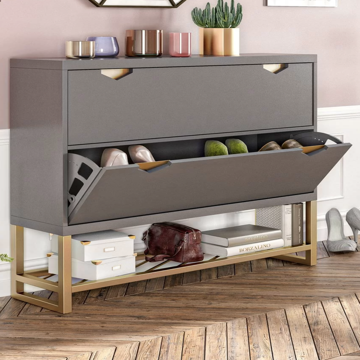 The unit with one of its drawers open