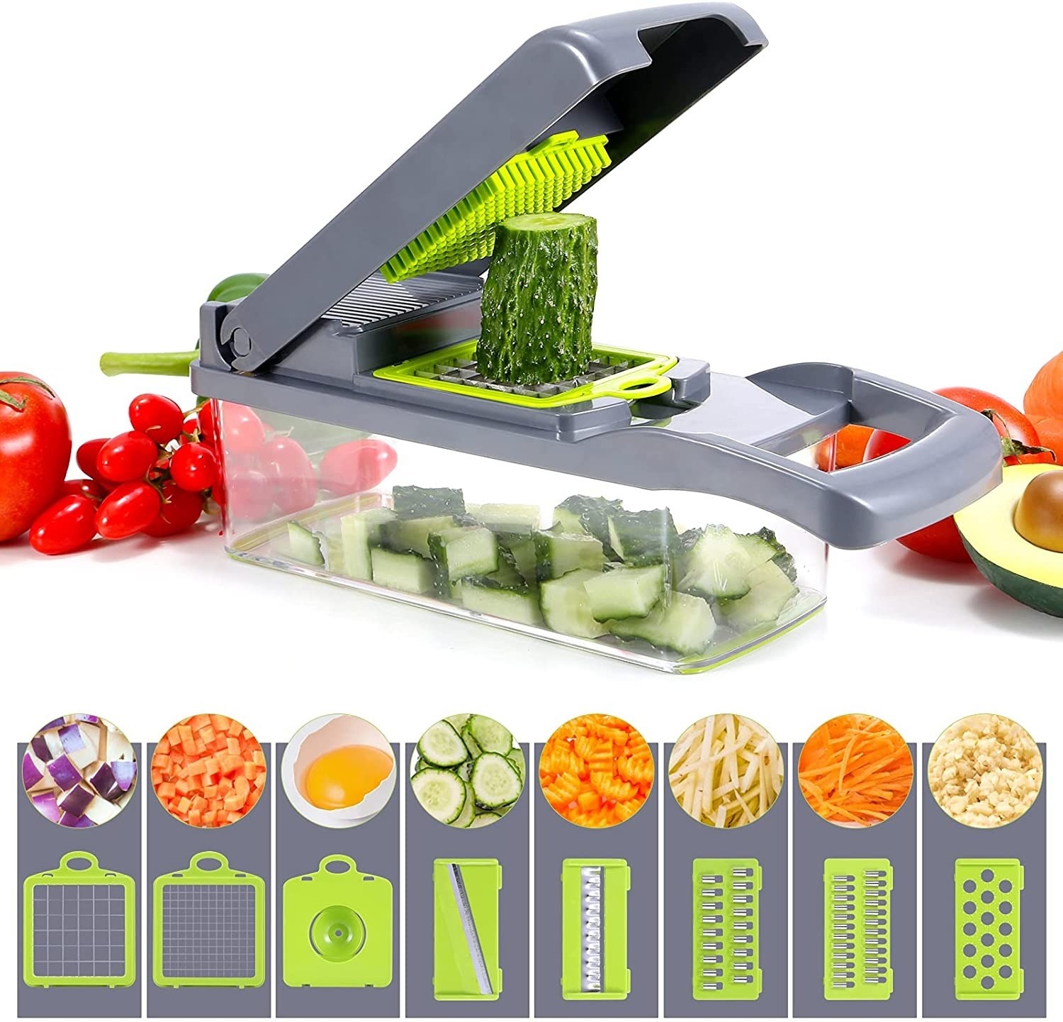 cortador de verduras multifuncional, con 6 cuchillas de acero inoxidable