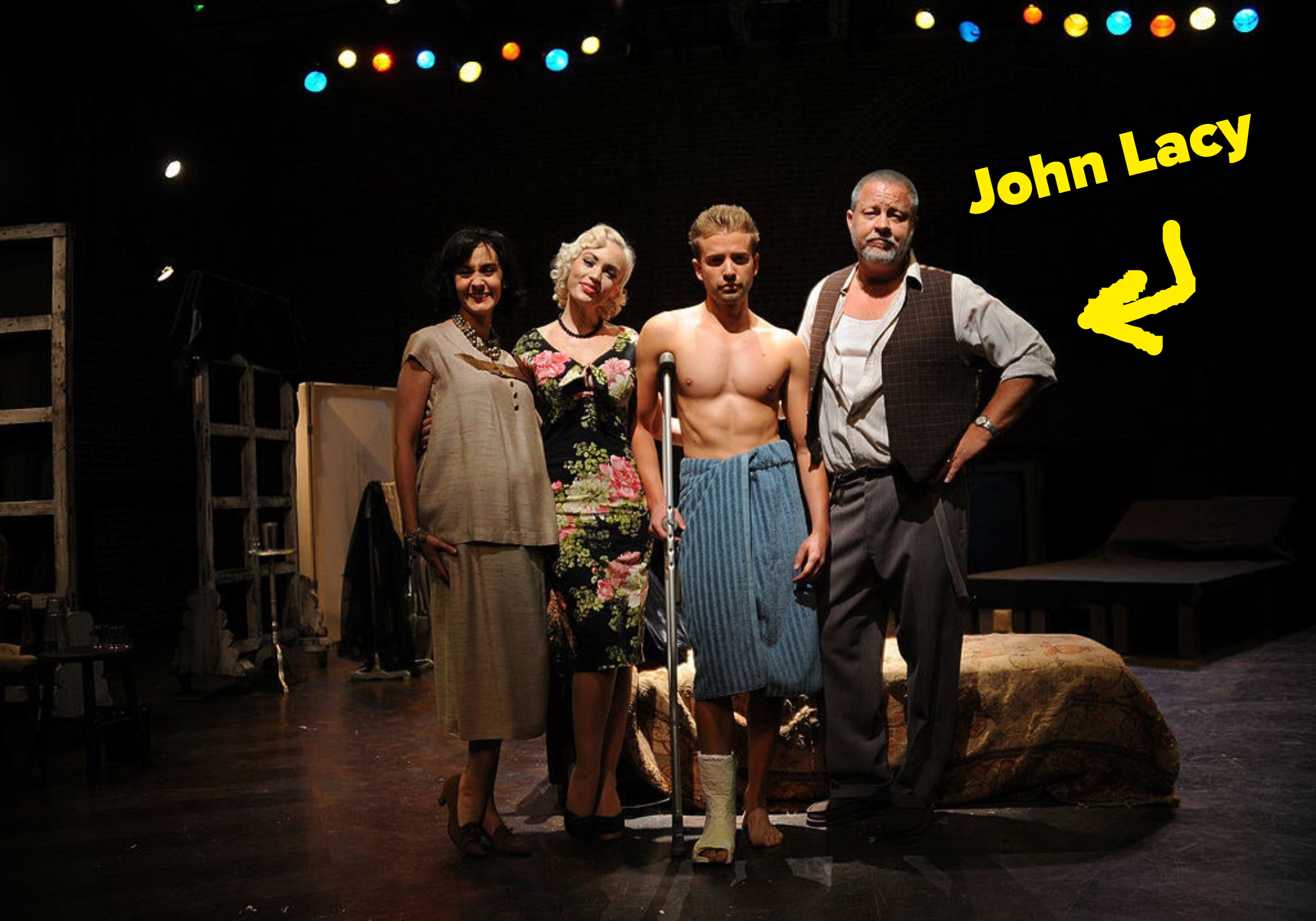 Actor John Lacy with the cast of Cat on a Hot Tin Roof