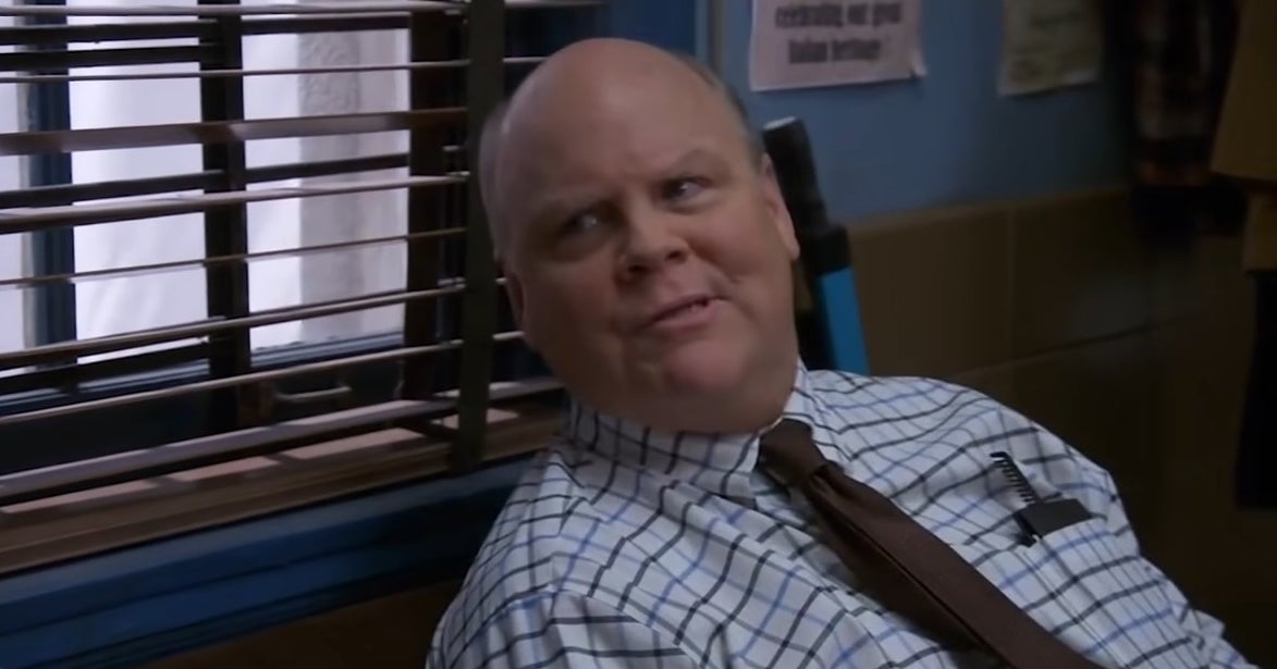 Hitchcock sitting in the break room in "Brooklyn Nine-Nine"