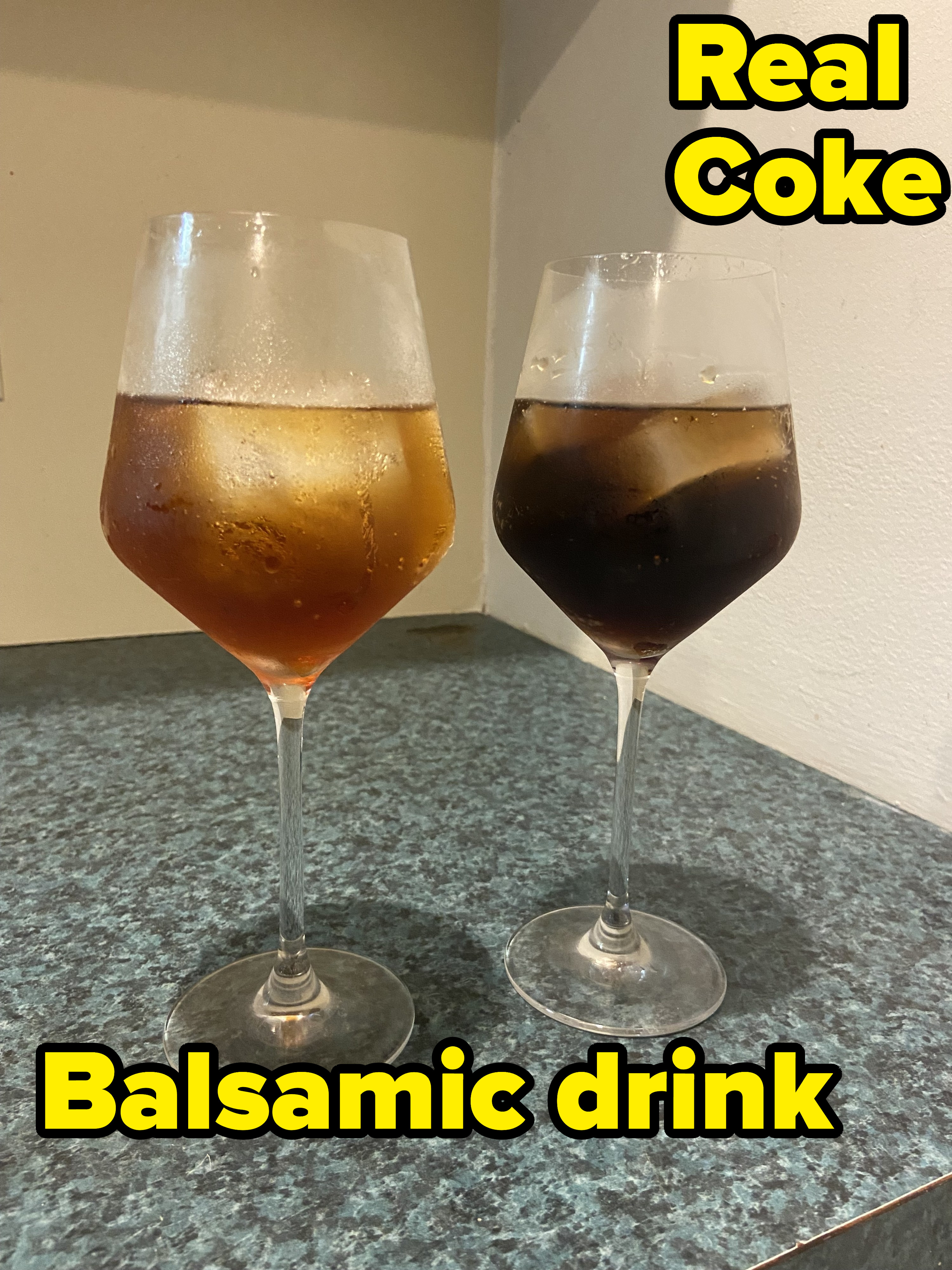 The two glasses side by side
