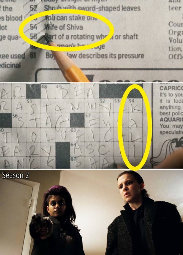 The crossword clue and answer Kali; an image of Eight and Eleven standing together