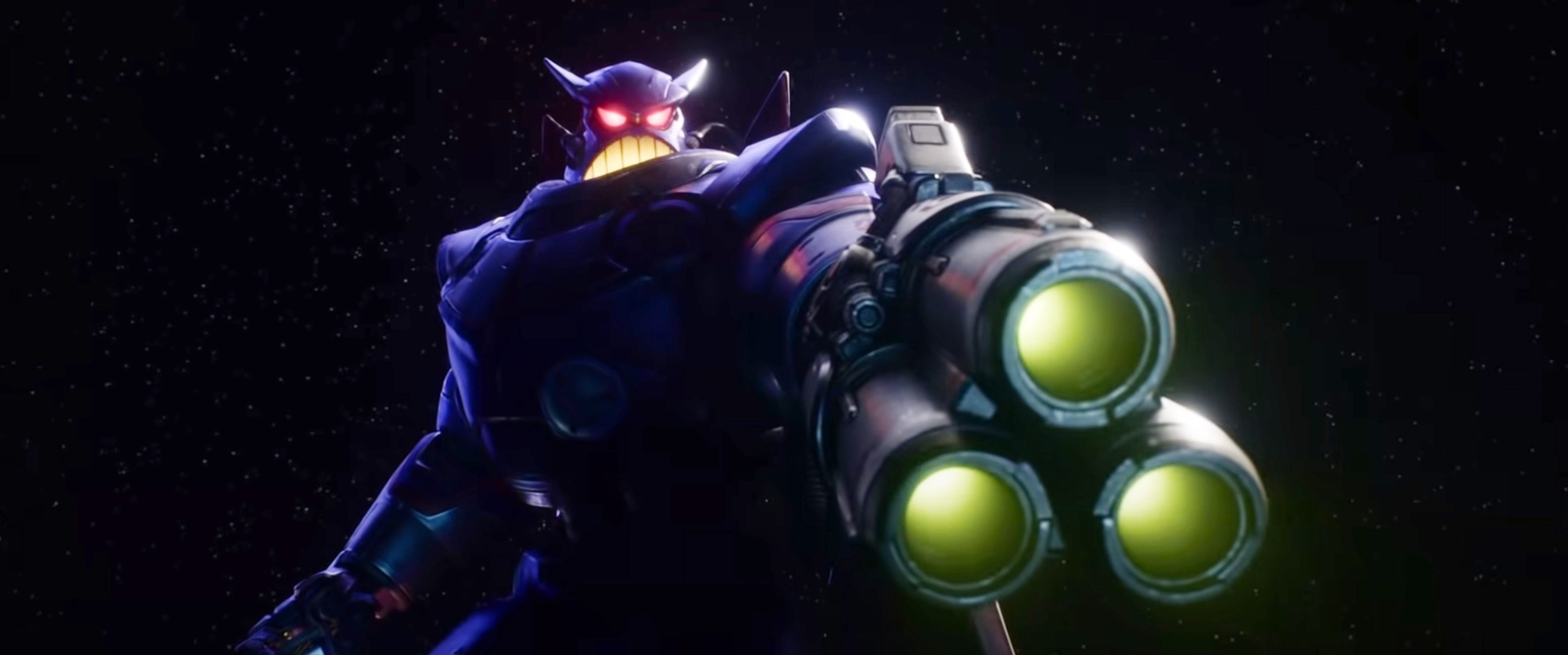Zurg pointing his weapon arm