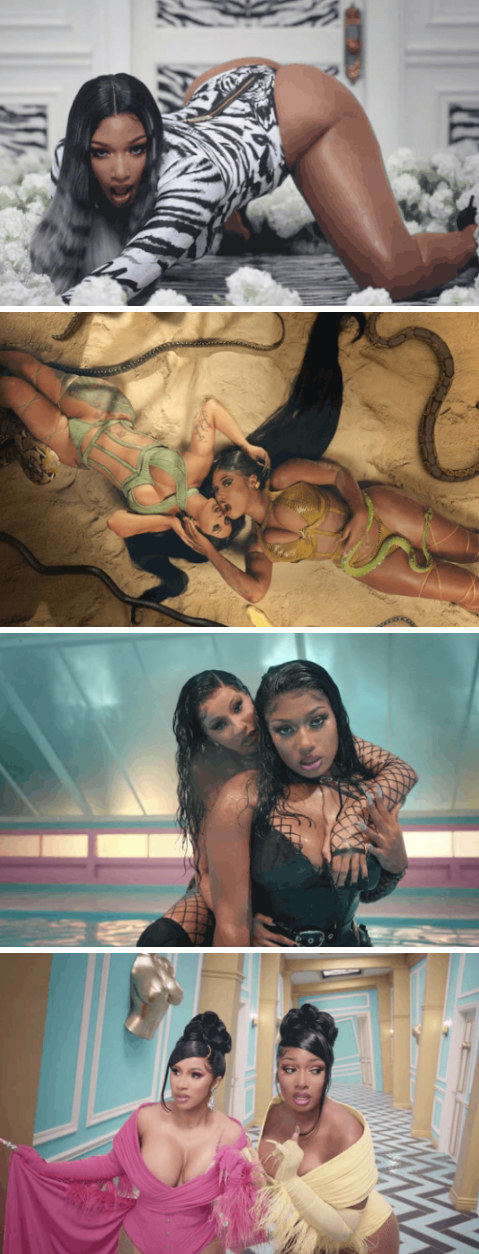 Megan Thee Stallion and Cardi B in their quot;WAPquot; music video