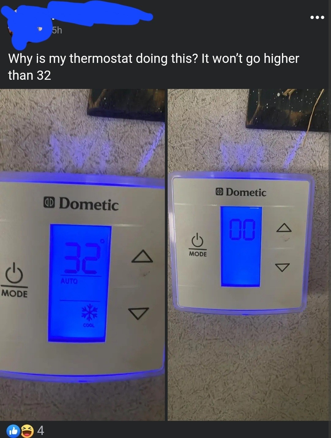 person confused why their thermostat only goes to 32