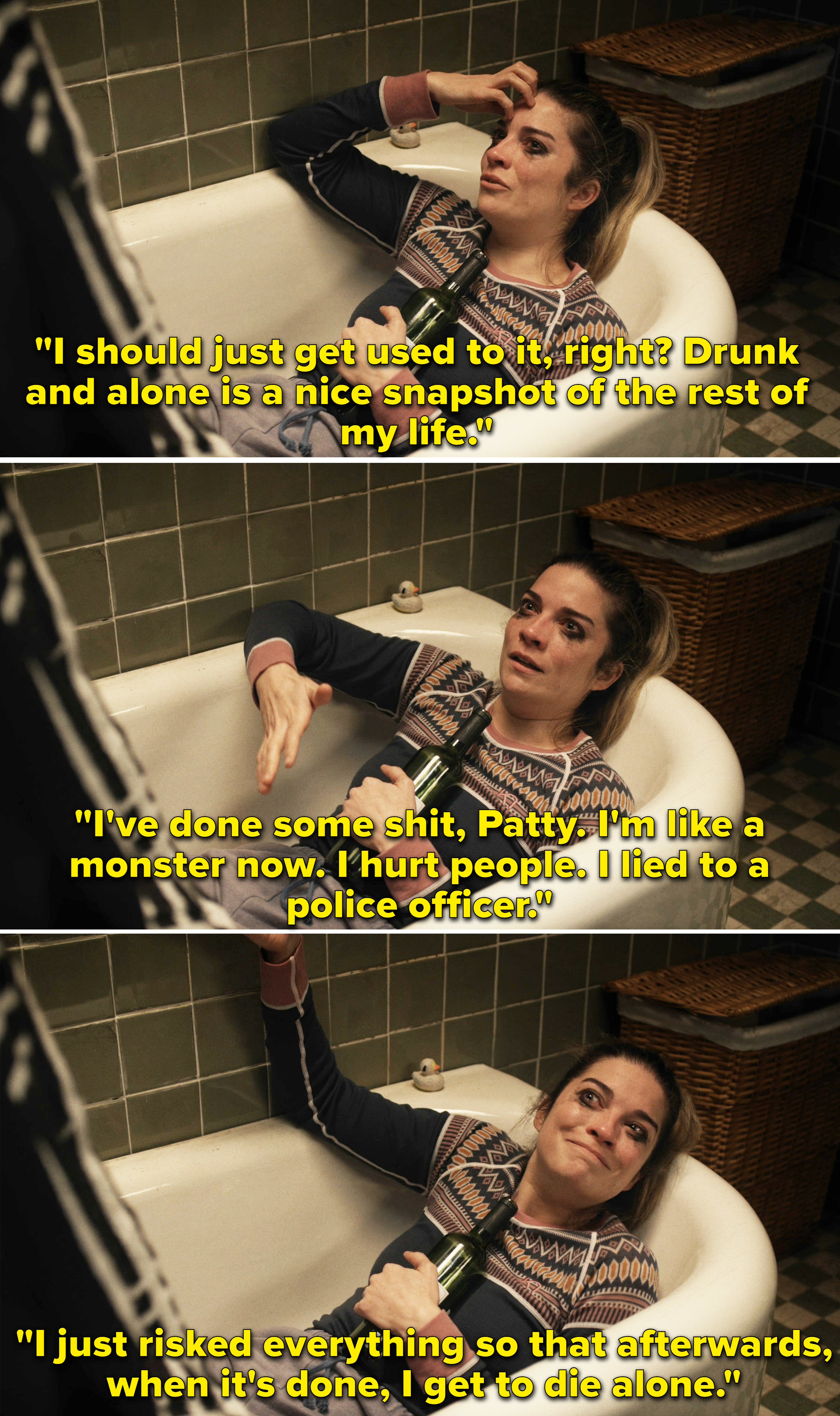 Annie in Kevin Can F**k Himself drunk in the bathtub