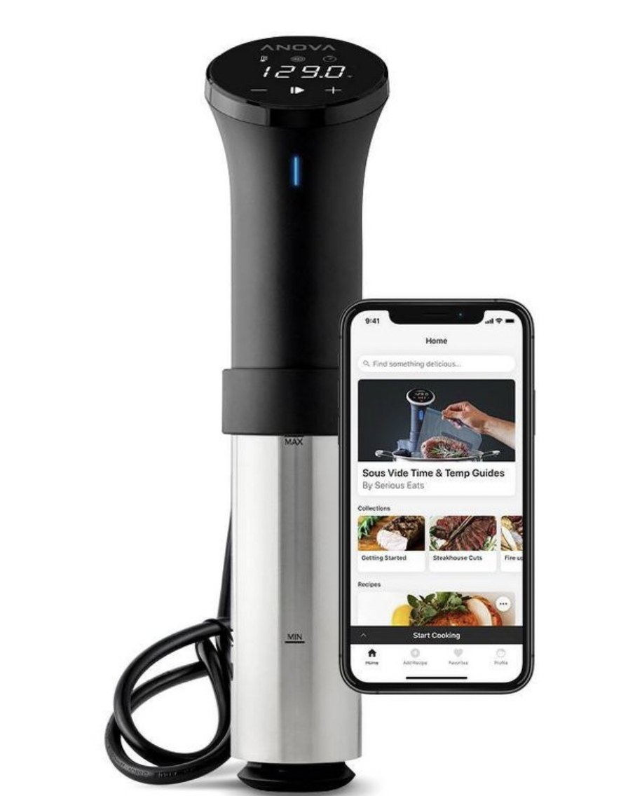 A sous vide precision cooker with bluetooth compatibility