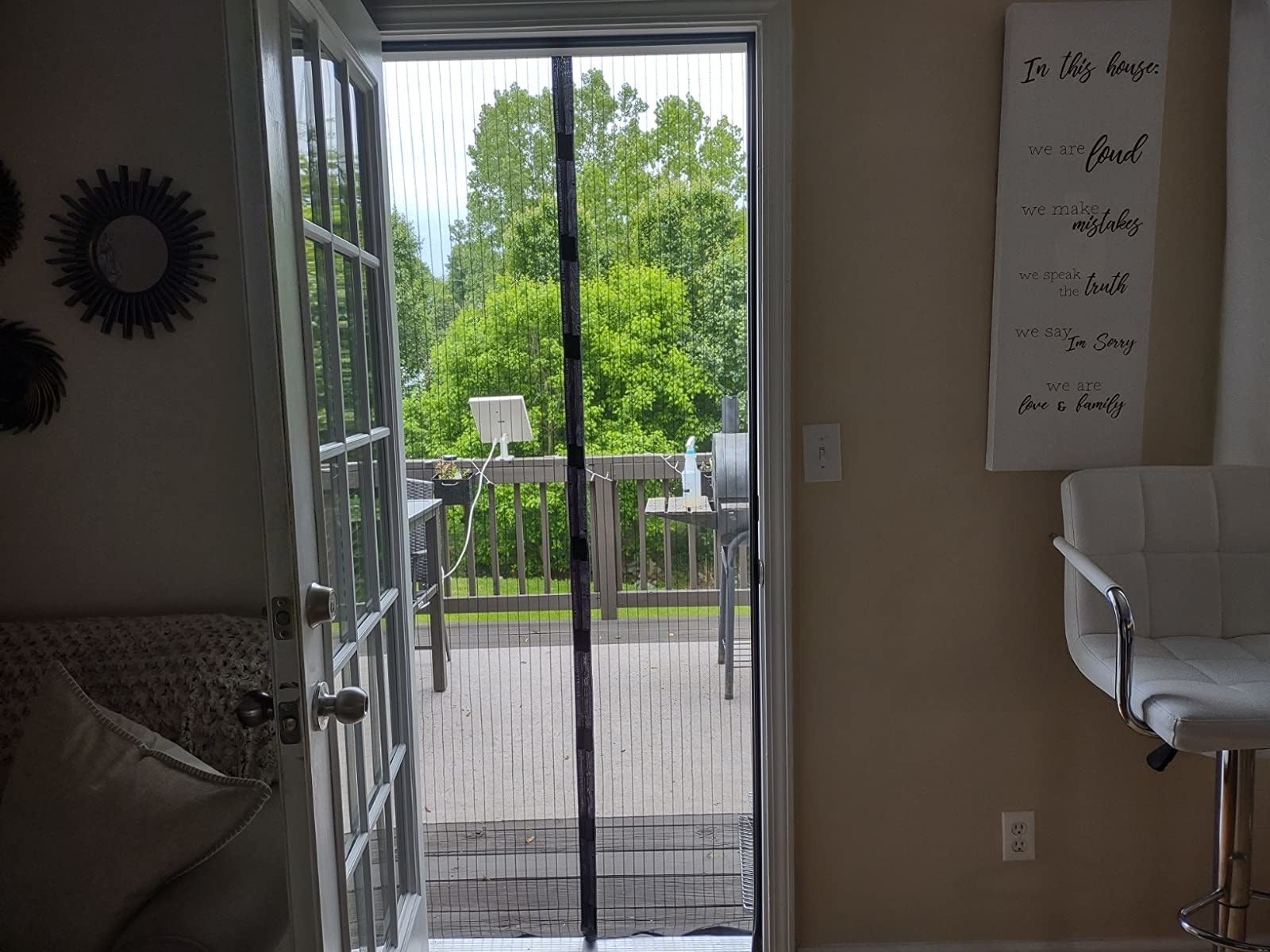 a surface  doorway  with a mesh screen  implicit    it that connects magnetically successful  the middle