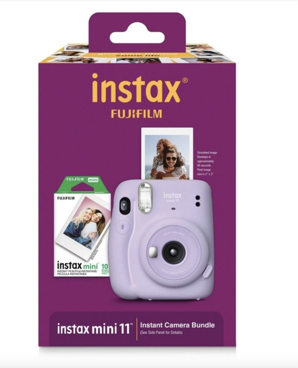 A lavender mini instant camera