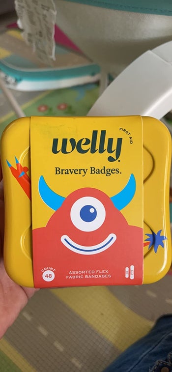 reviewer's photo of the bandage tin