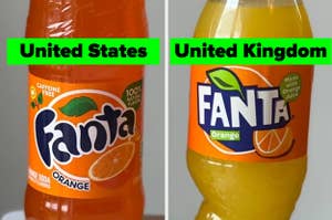 US Fanta very orange and dark, UK Fanta lighter orange