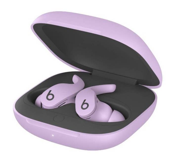 A pair of purple wireless headphones