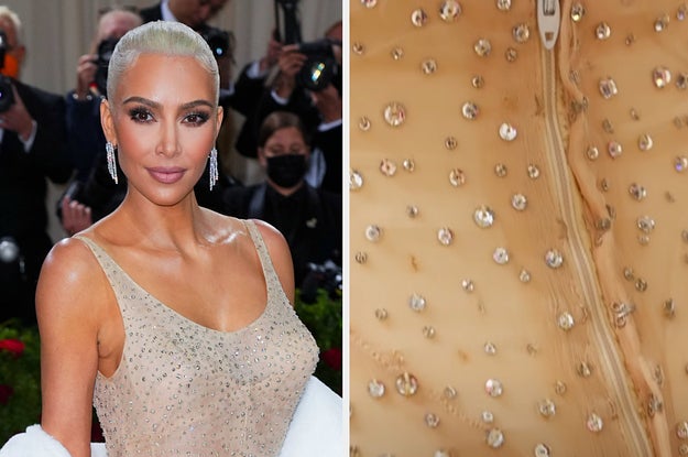 Kim Kardashian Has Been Accused Of “Ruining” Marilyn Monroe’s Dress But A Resurfaced Video Shows That It Was Already Missing Rhinestones And “Messed Up” Before She Even Tried It On
