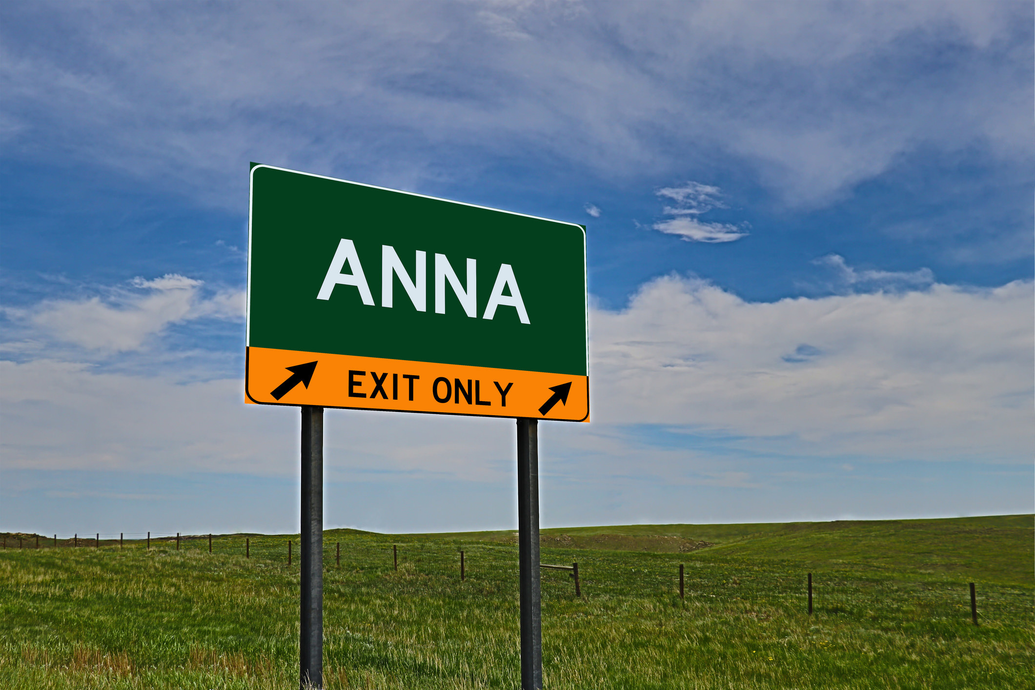 an exit sign for Anna