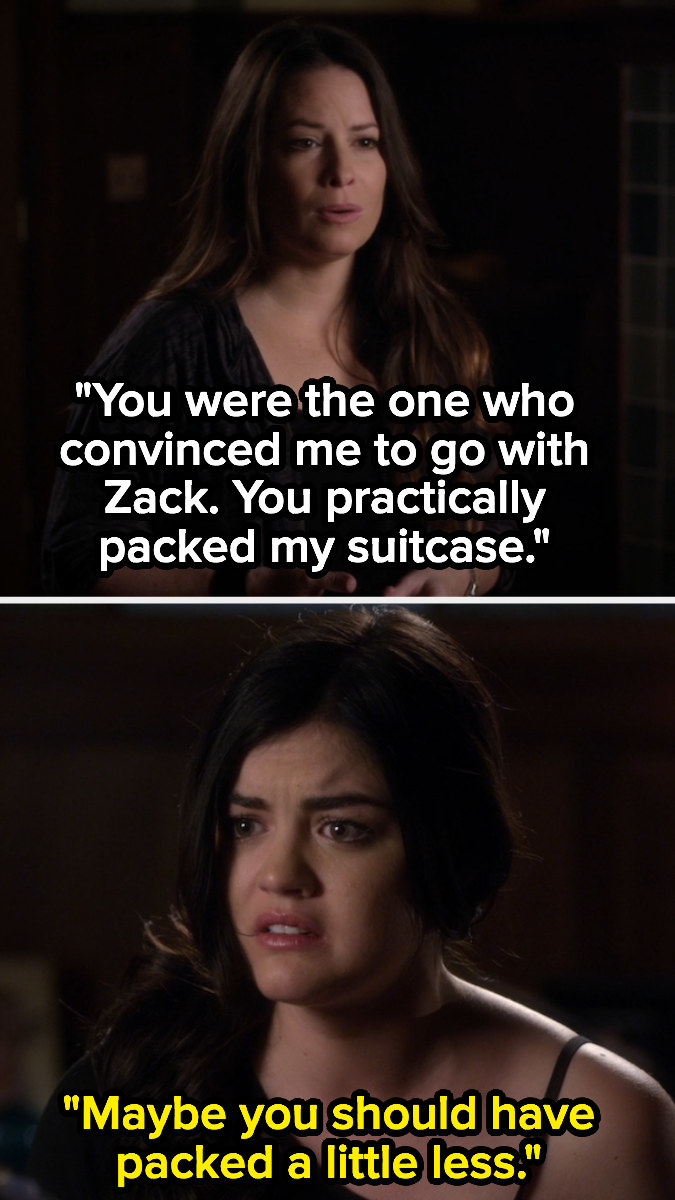 Aria&#x27;s  mom saying that Aria basically packed her bags so she could go with Zach