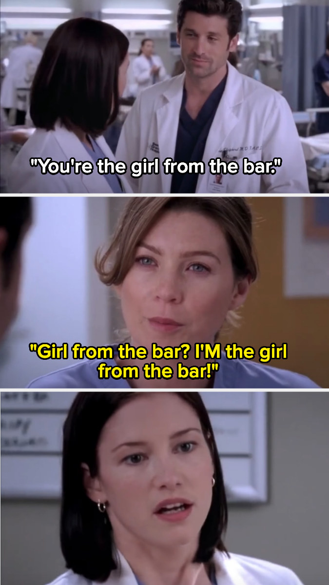 Meredith tells another character that she&#x27;s the girl from the bar, not lexie