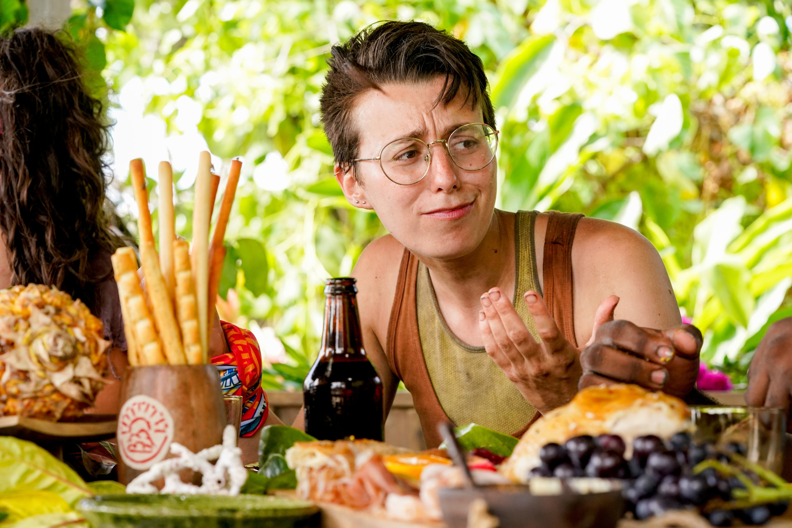 Evvie Jagoda sits at a feast