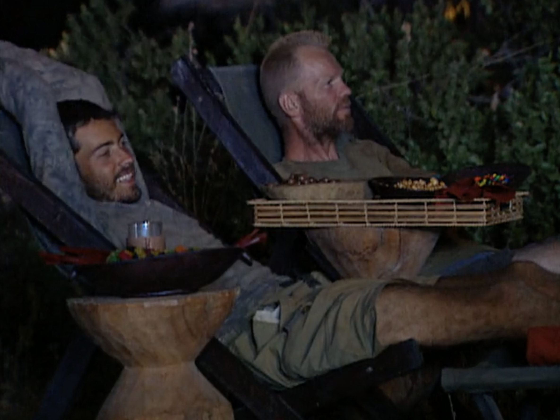 Brandon Quinton and Frank Garrison watch a movie together