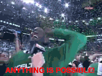 Kevin Garnett screaming &quot;anything is possible&quot; after winning the 2008 NBA Finals with the Boston Celtics