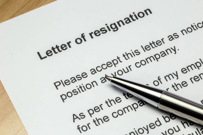 A letter of resignation