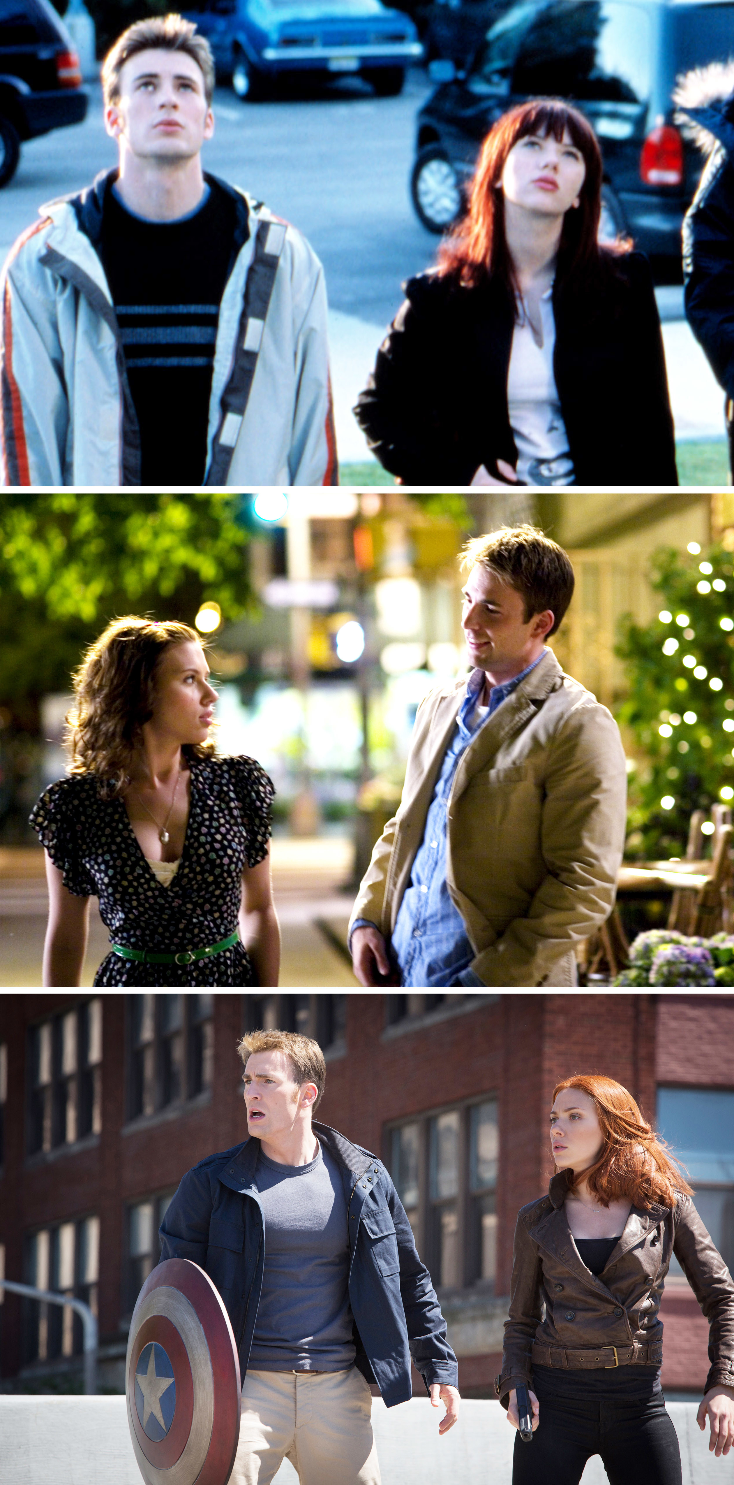 Screenshots of Chris and Scarlett in multiple movies together