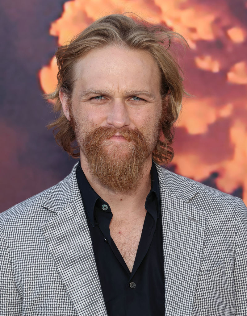 Russell, with a beard and mustache, at the premiere for &quot;Under the Banner of Heaven&quot;