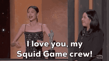 Jung Ho Yeon saying I love you my Squid Game crew