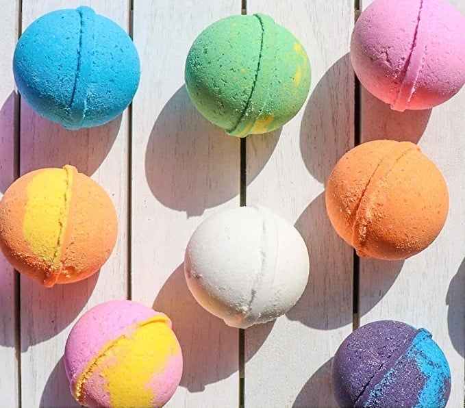 assorted multicolored bath bombs