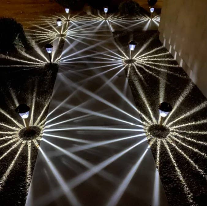 Reviewer image of pathway lights lit up at night