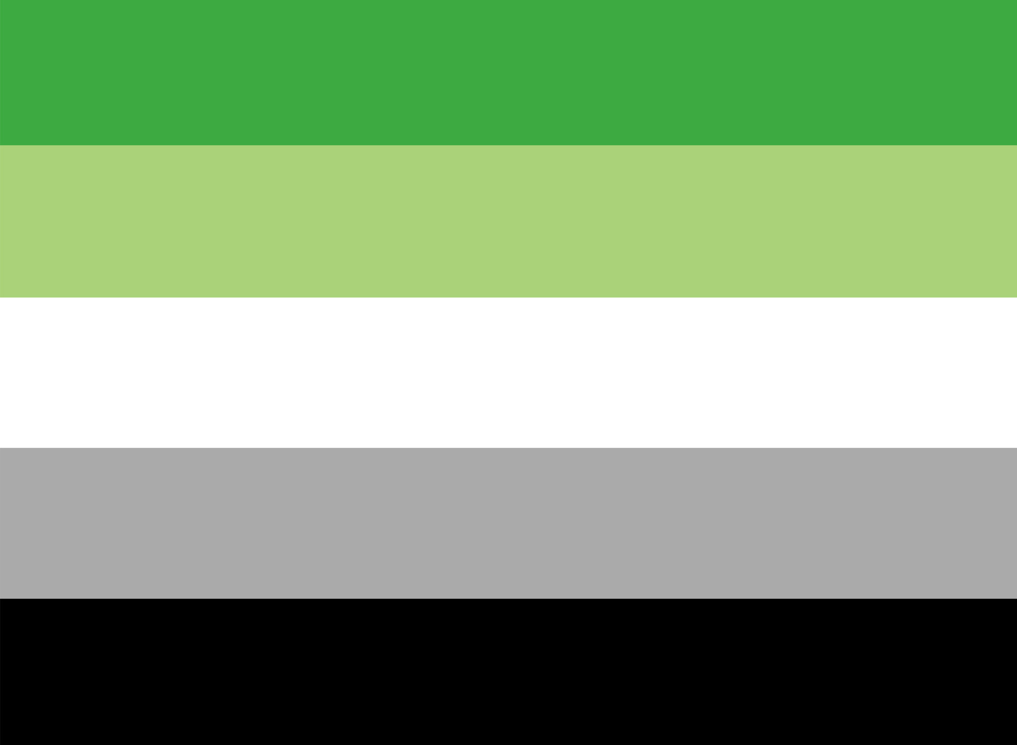 a striped flag with green, light green, white, gray, and black