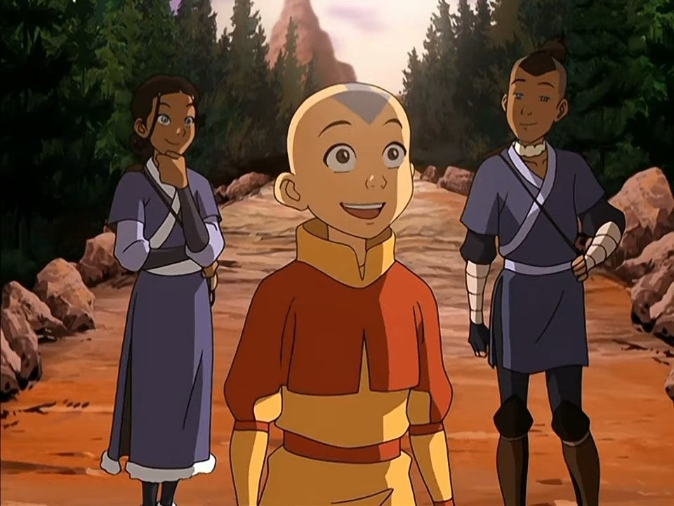 Katara and Sokka watching Aang talk in &quot;Avatar: The Last Airbender&quot;