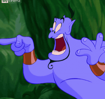 a gif of the genie from the movie &quot;Aladdin&quot; with their jaw dropping