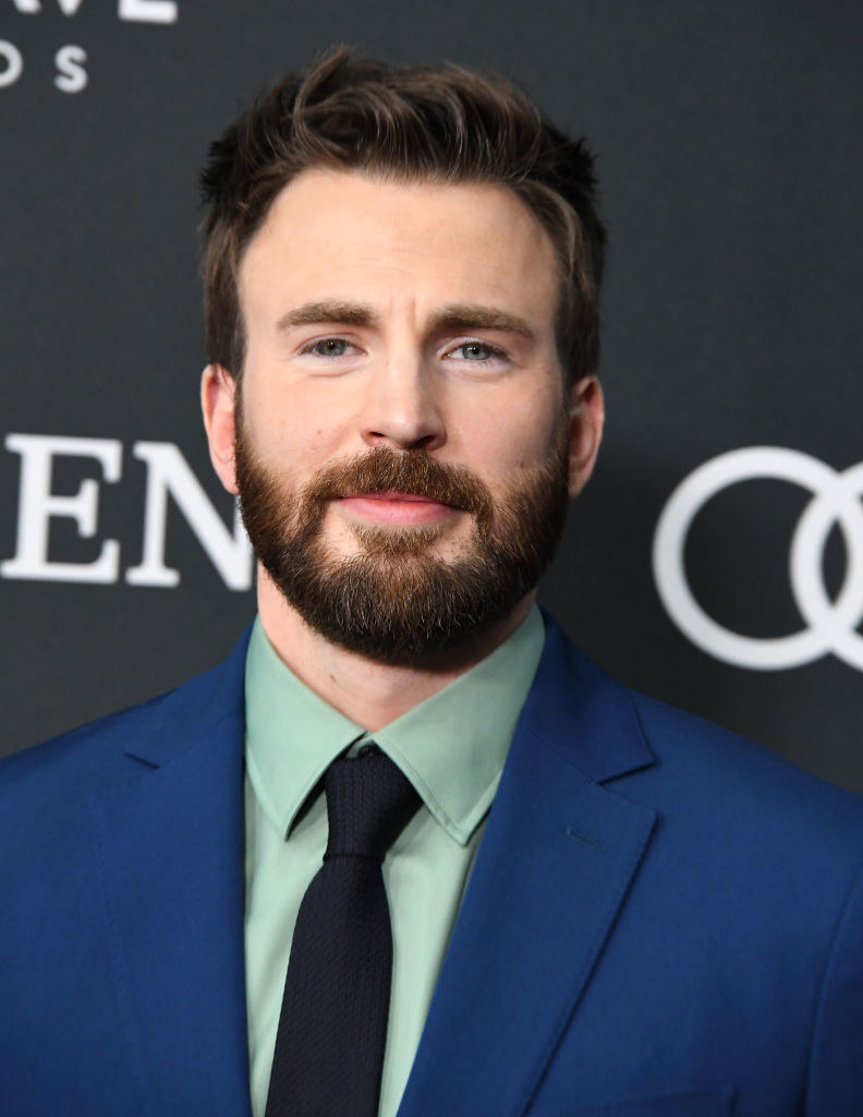 A closeup of Chris Evans smiling