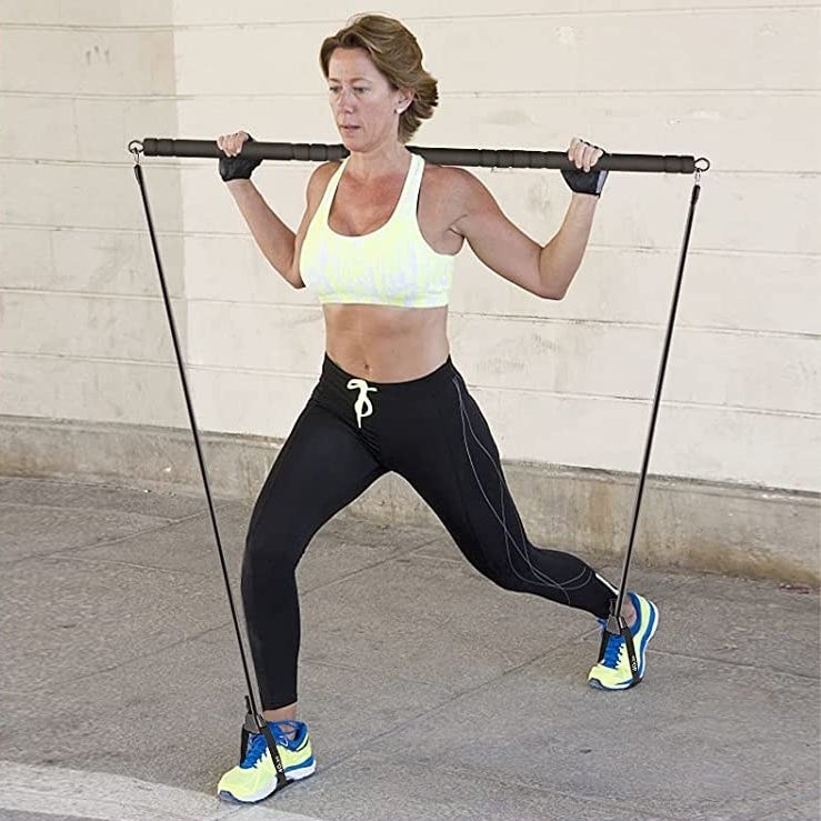person using the bar set for resistance training