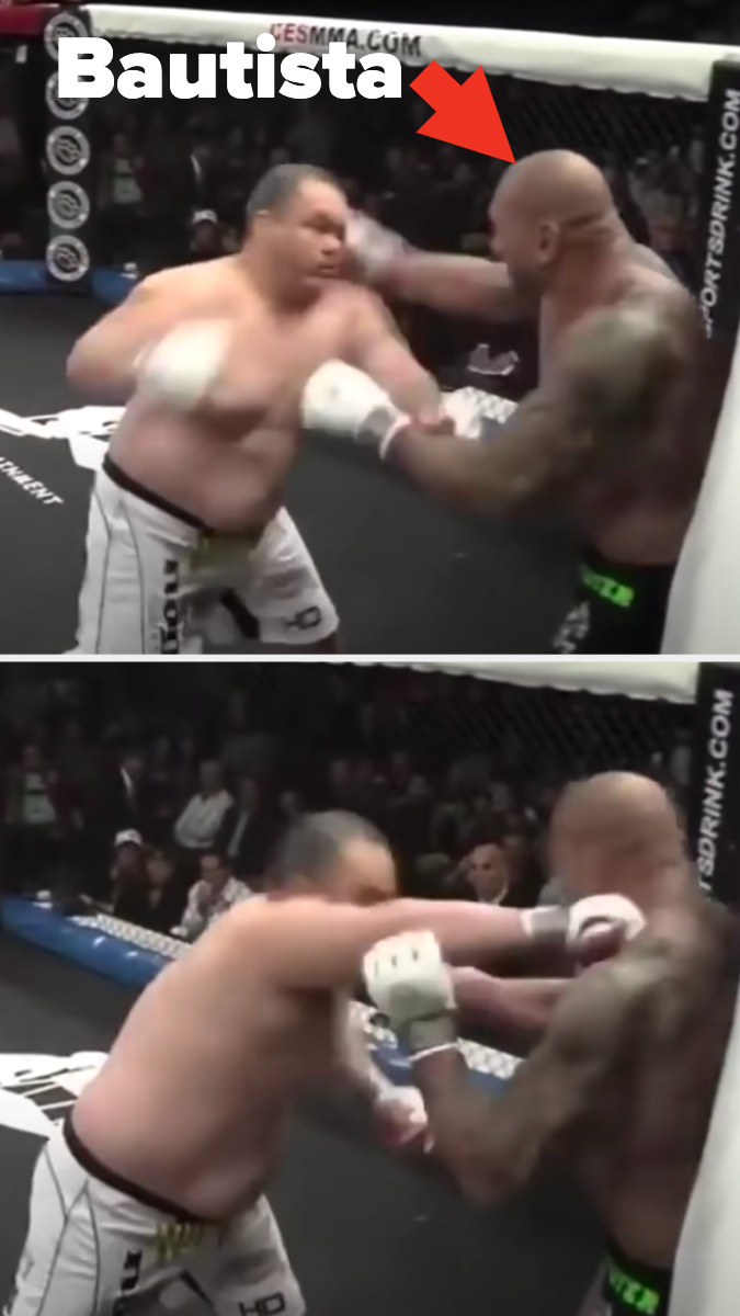 Bautista&#x27;s opponent lands a punch on his chin