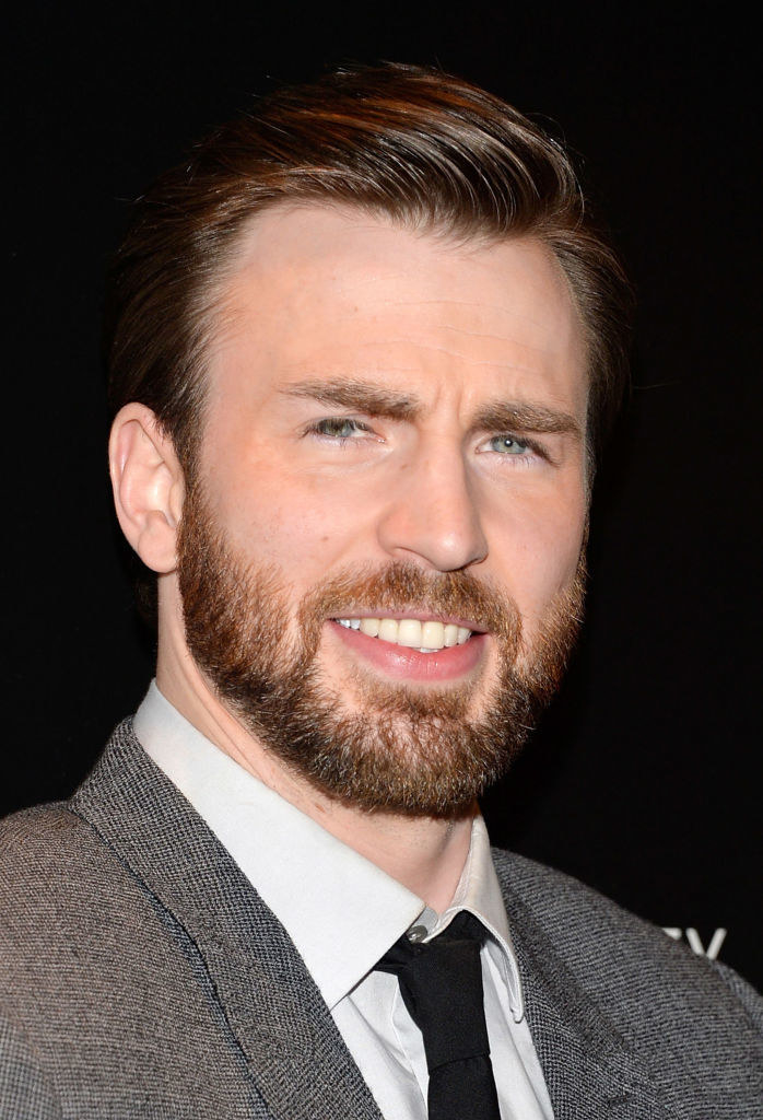 a closeup of Chris Evans squinting