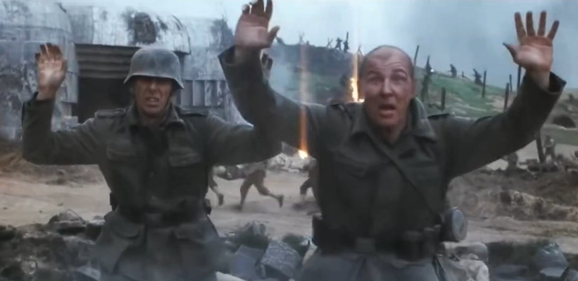 Two Czech soldiers with their hands up in &quot;Saving Private Ryan&quot;