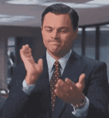 leonardo dicaprio clapping in wolf of wall street