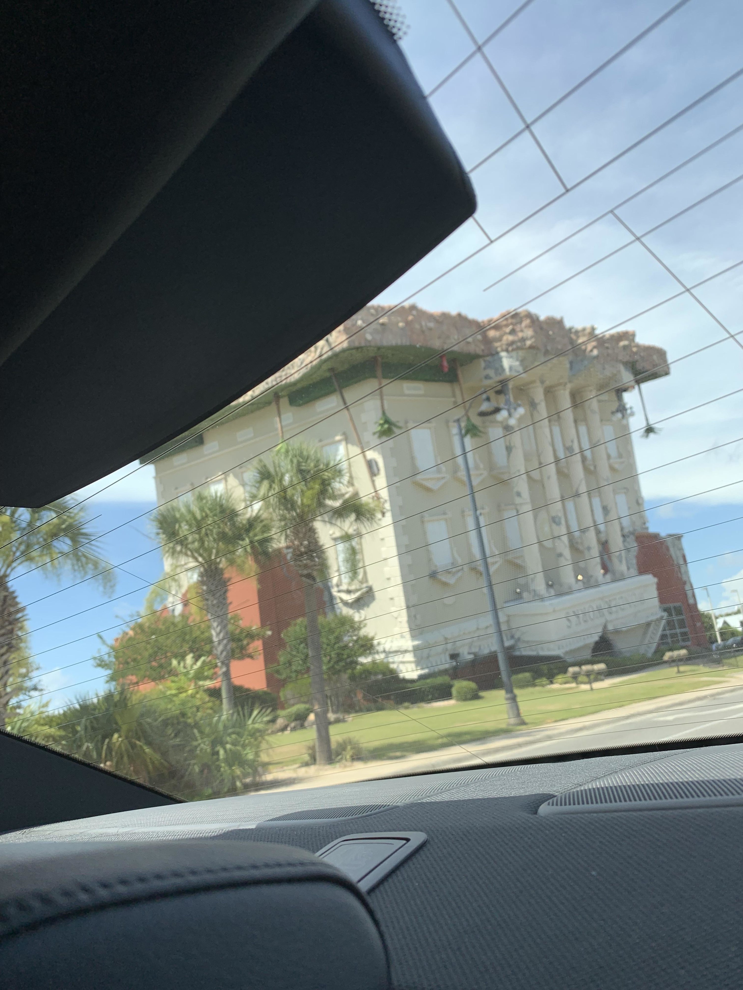 a building that looks upside down