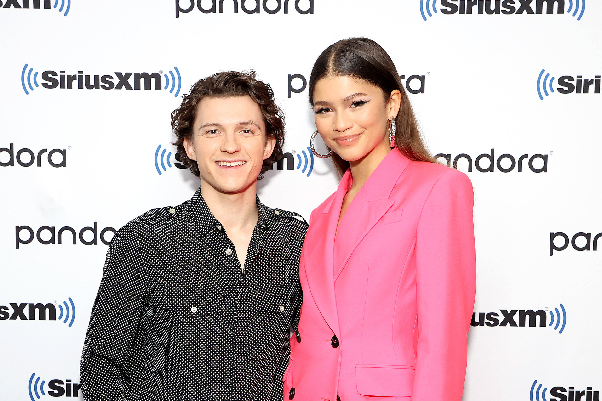 Tom Holland and Zendaya attend SiriusXM&#x27;s Town Hall with the cast of Spider-Man: No Way Home on December 10, 2021