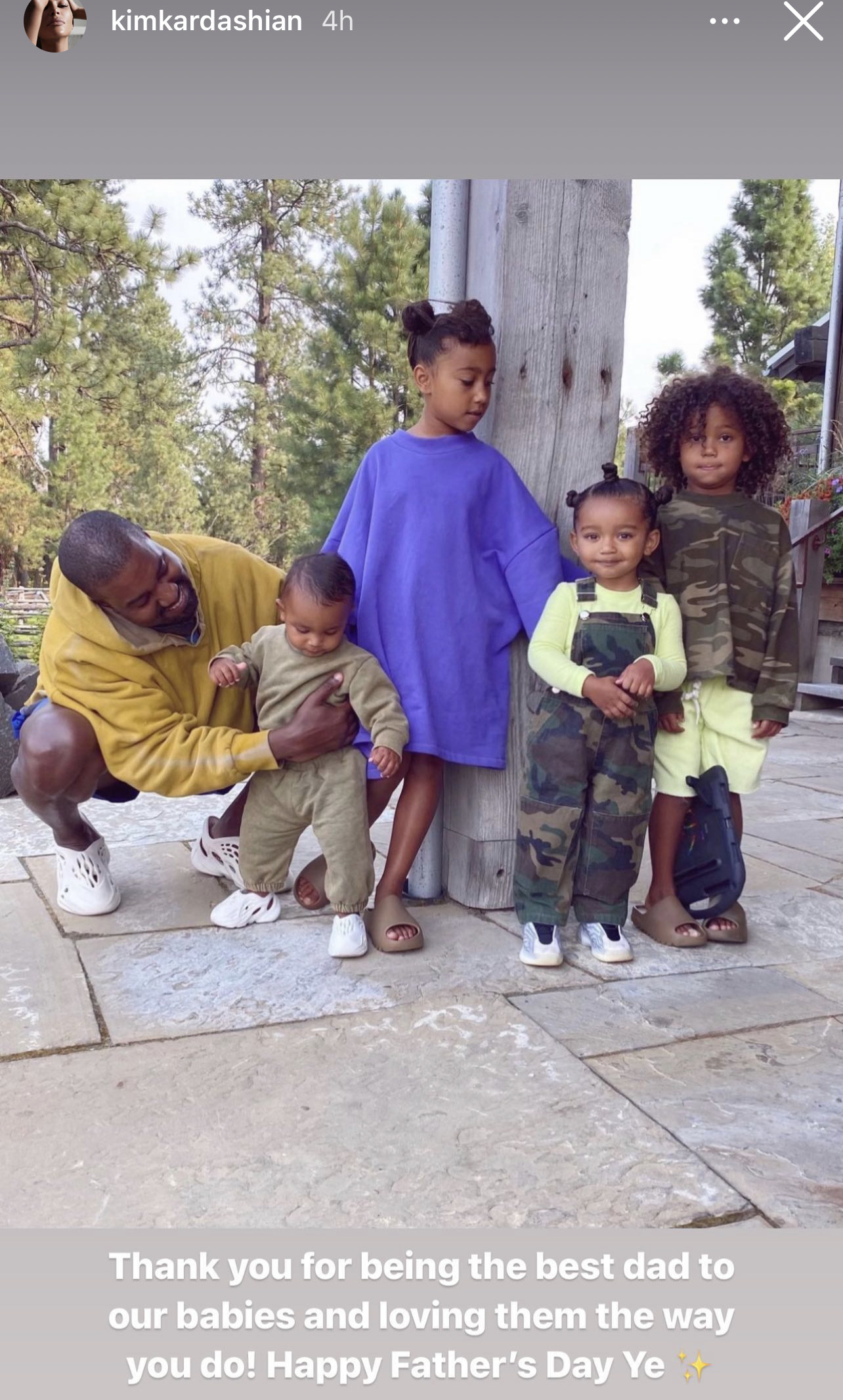 Kim Kardashian&#x27;s Father&#x27;s Day post reads: &quot;Thank you for being the best dad to our babies and loving them the way you do! Happy Father&#x27;s Day Ye&quot;