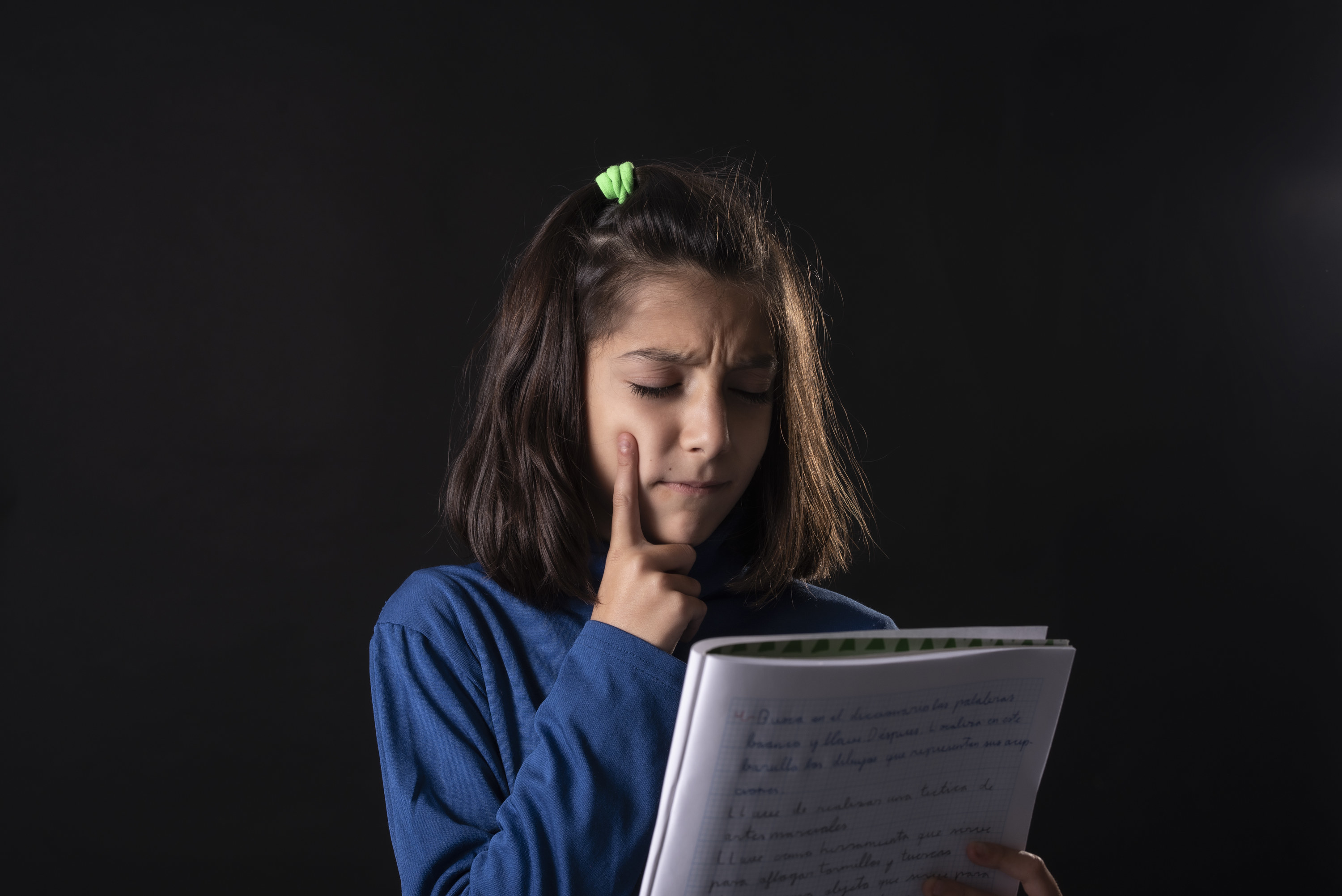little girl studying script