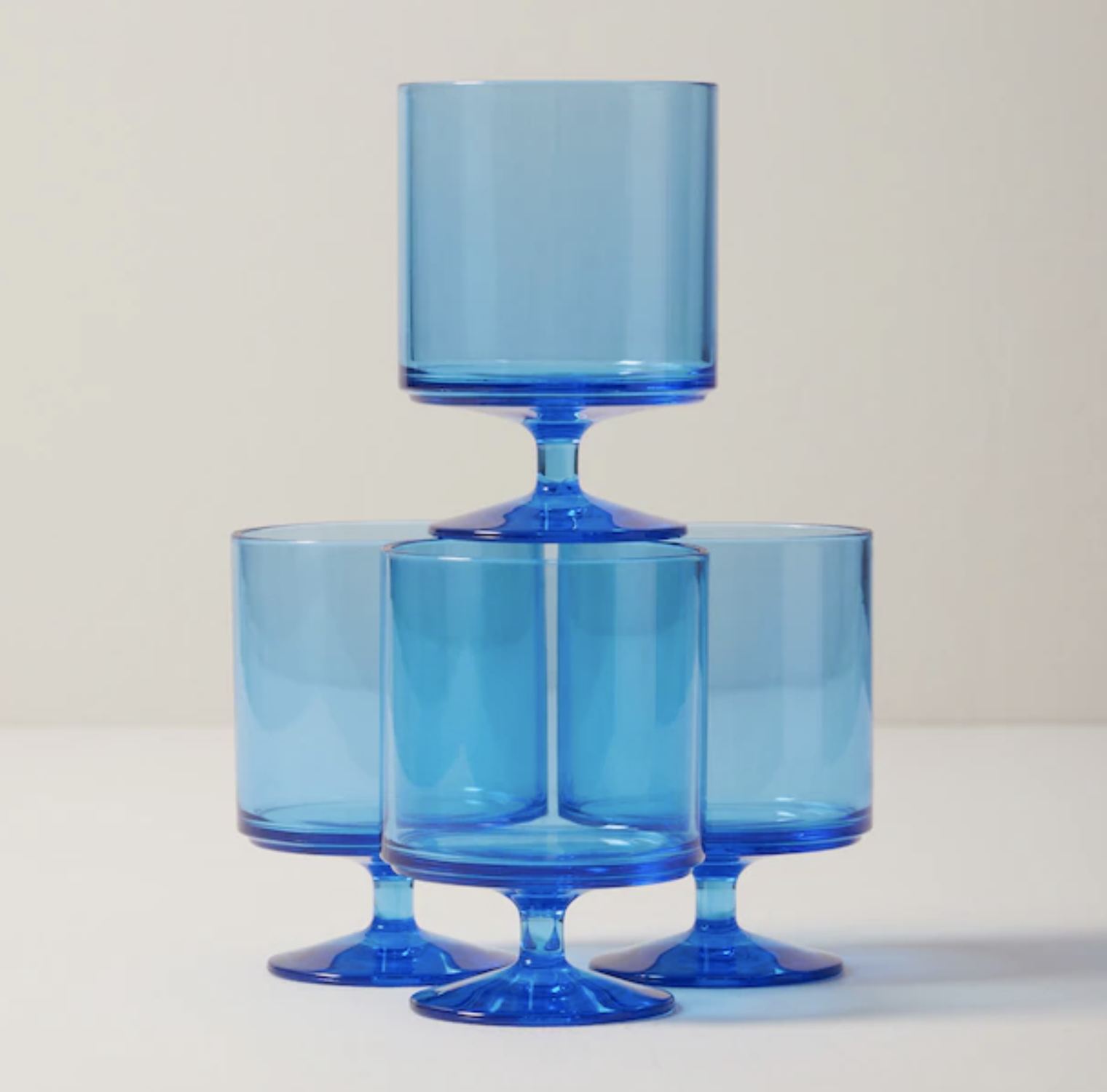 The wine glasses stacked in a pyramid