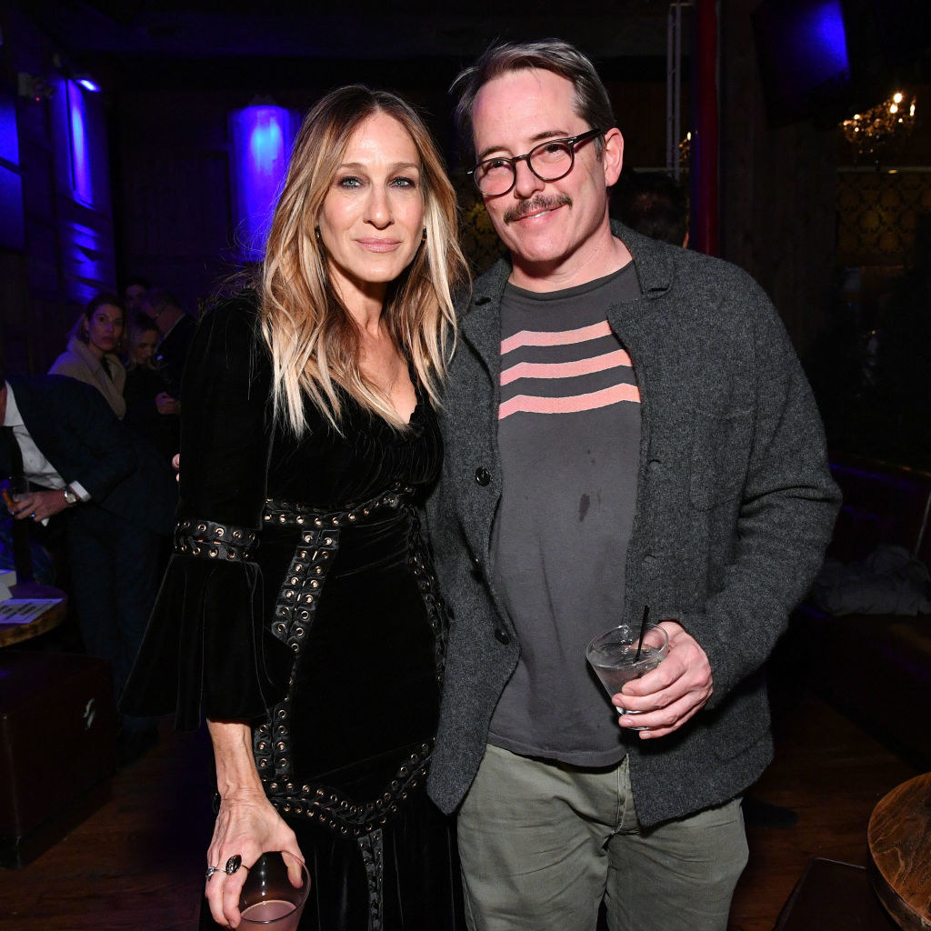 Sarah Jessica Parker and Matthew Broderick at the 2018 Tribeca Film Festival afterparty, each holding a glass