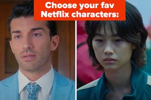 "Choose your fav Netflix characters:" is written over two characters