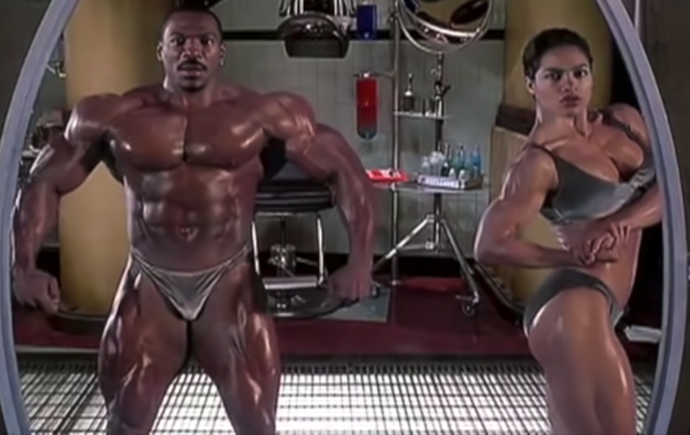 Eddie Murphy and Rosario Dawson&#x27;s heads put onto extremely muscular bodies as they flex and pose